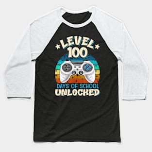 Level 100 Days Of School Unlocked 100th Day Video Gamer Baseball T-Shirt